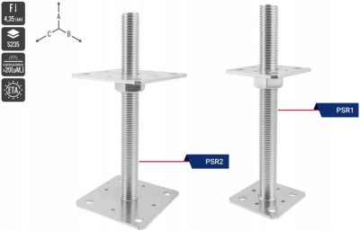 PODSTAWA SŁUPA REGULOWANA Z GWINTEM 80x80x250x4.0