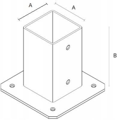 PODSTAWA SŁUPA PRZYKRĘCANA 70x150 mm