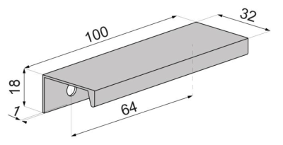 UCHWYT MEBLOWY NAKŁADANY KRAWĘDZIOWY CHROM POŁYSK D-100 L-64