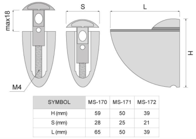 PODPÓRKA PÓŁKI TUKAN MS-172 30 G8 INOX