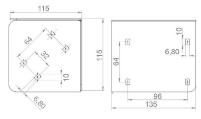 NAROŻNIK DO ŁÓŻKA 115 x 115 x 135 mm CZARNY MAT