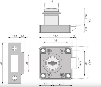 ZAMEK MEBLOWY ZATRZASKOWY Z KLUCZEM CYFROWYM ZB-301