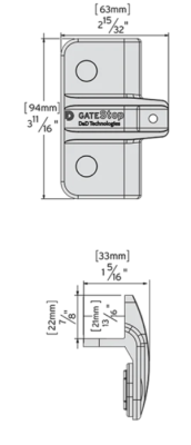 OGRANICZNIK ZAMYKANIA BRAMY METALOWEJ 94 x 63 mm