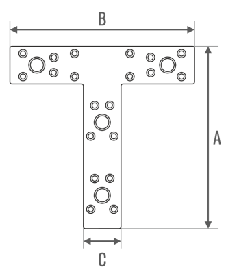 ŁĄCZNIK PŁASKI TYP T 158 x 144 x 45 x 2.0 mm