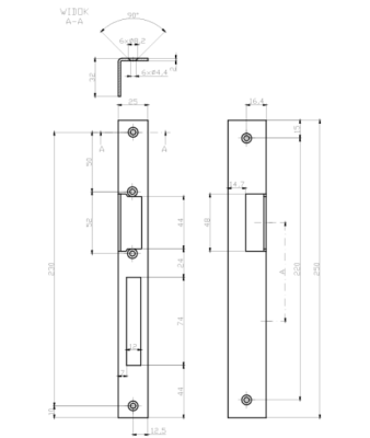 BLACHA KĄTOWA ELEKTROZACZEPU UNIWERSALNA PRAWA 250 x 25 mm