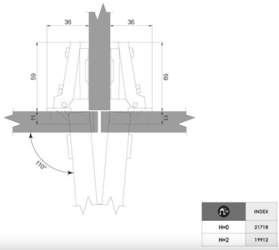 ZAWIAS MEBLOWY PUSZKOWY T-08 H-2 BEZ EURO BLIŹNIACZY