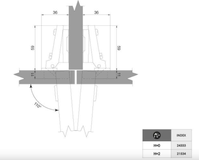 ZAWIAS MEBLOWY PUSZKOWY R-08 H-0 Z EURO BLIŹNIACZY