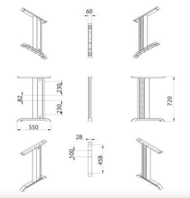 NOGI DO BIURKA L+P H-720 BIAŁE