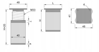 NÓŻKA MEBLOWA KWADRATOWA ALUMINIOWA H-200 CZARNY MAT