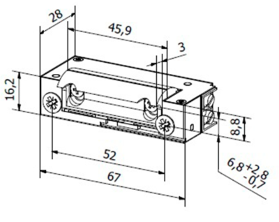 ELEKTROZACZEP HARTTE XS00U 12-24V AC/DC WĄSKI NISKOPRĄDOWY