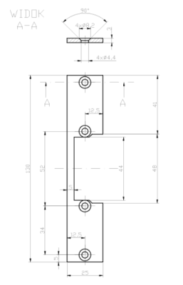 BLACHA PŁASKA ELEKTROZACZEPU KRÓTKA 130 x 25 x 3 mm