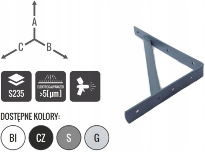 WSPORNIK STALOWY WZMACNIANY 300x200x4.0 SZARY