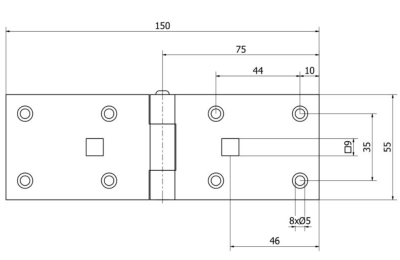 ZAWIAS BUDOWLANY 150 x 55 x 2.5 mm