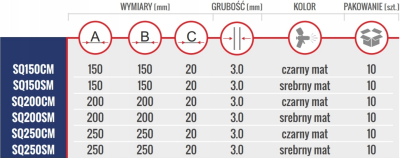 WSPORNIK STALOWY OZDOBNY Z ZYGZAKIEM 150x150x20x3.0 SREBRNY