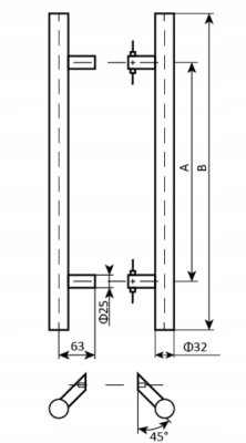 POCHWYT DRZWIOWY NIERDZEWNY SS 200 x 300 mm 45°