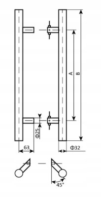 POCHWYT DRZWIOWY NIERDZEWNY SS 200 x 300 mm 45°