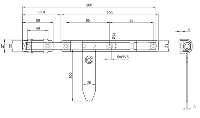 ZASUWA BRAMOWA WĄSKA ROZKŁADANA OCYNK BIAŁY 260 mm