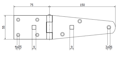 ZAWIAS BUDOWLANY SKOŚNY 150 x 75 mm CZARNY