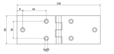 ZAWIAS BUDOWLANY 150 x 55 x 2.5 mm CZARNY