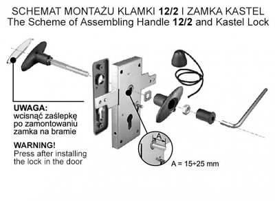 KLAMKA GARAŻOWA Z SZYLDEM PLASTIKOWYM 60/41×147