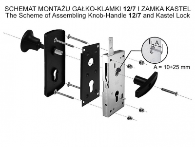 GAŁKO-KLAMKA PLASTIKOWA + SZYLD PLASTIK-METAL 60/76×173