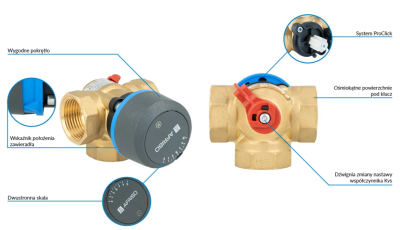 3-DROGOWY OBROTOWY ZAWÓR MIESZAJĄCY ARV 384 VARIO PROCLICK, DN25, RP1