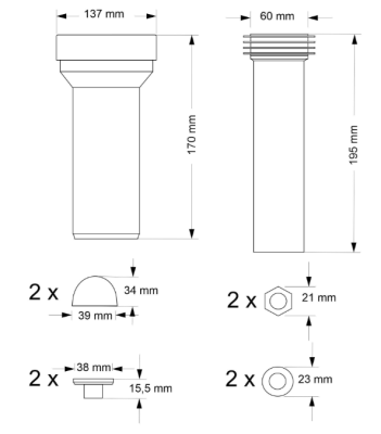 ZESTAW PRZYŁĄCZENIOWY DO SPŁUCZEK PODTYNKOWYCH L-180 mm