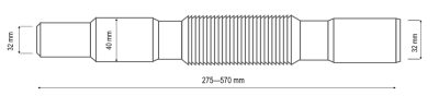 ZŁĄCZE ELASTYCZNE REDUKCYJNE ZATRZASKOWE FI32 32/40/32, L-275-570 mm