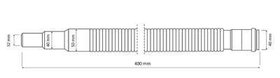 ZŁĄCZE ELASTYCZNE REDUKCYJNE FI40 40/ 50,40,32 - L–400 mm Z KIELICHEM