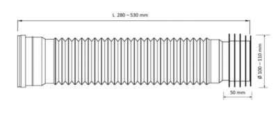 ZŁĄCZE ELASTYCZNE Z TWORZYWA DO WC FI 110 L-250-530 mm