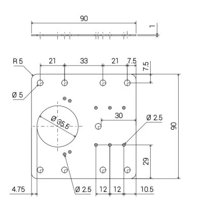 PŁYTKA NAPRAWCZA DO ZAWIASÓW PUSZKOWYCH 90 x 90 x 1.0 mm